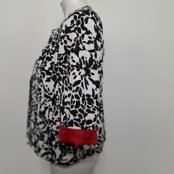 N.K.D. Black White Floral Abstract Red Lined W/Pockets Preppy Career Jacket (8) - Picture 8 of 15